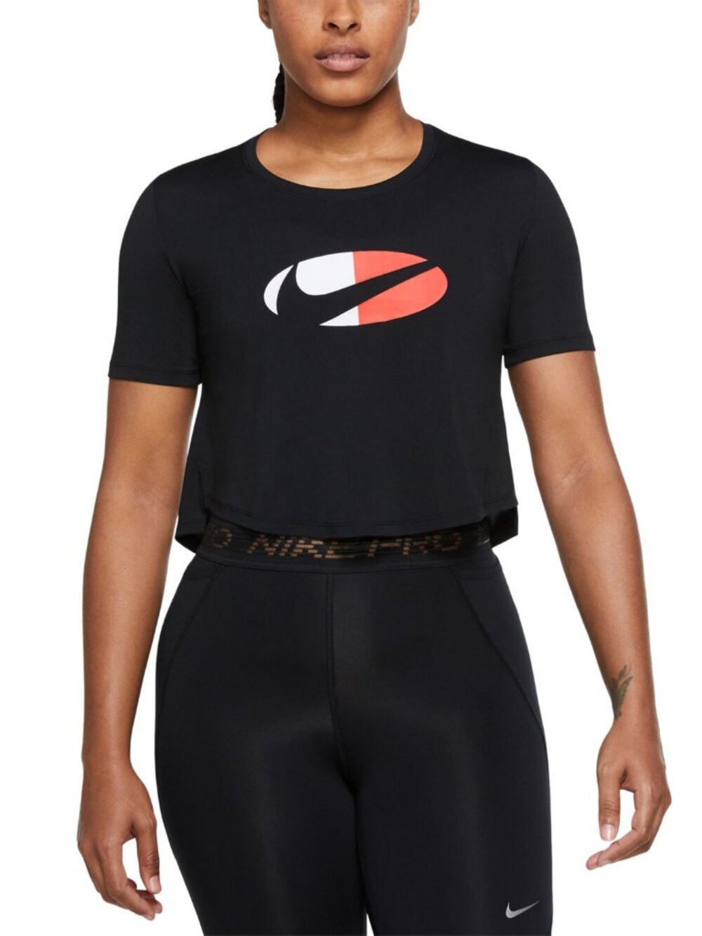 Nike Womens Activewear Dri fit Logo Cropped Top